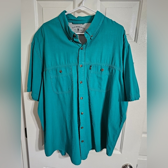 G.H. Bass & Co. 2XL Teal Short Sleeve Fishing Outdoor Hiking Utility Button Top - Picture 2 of 6